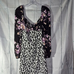 Nasty Gal print mix mini skater dress NWT